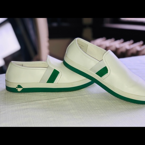 Designer Slip-on leather sneakers white/green - Picture 4 of 4
